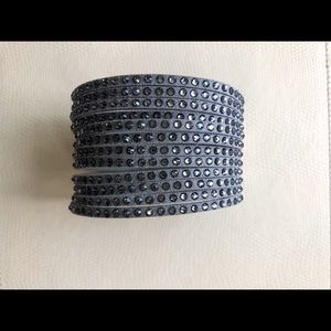 Swarovski crystal gray suede wrap bracelet.